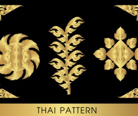 Golden thai ornaments art vector material 17