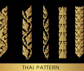 Golden thai ornaments art vector material 18