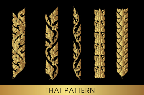 Golden thai ornaments art vector material 18