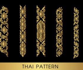 Golden thai ornaments art vector material 19