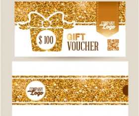 Golden valentines day gift voucher vector 01