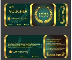 Golden with green gift voucher template vector