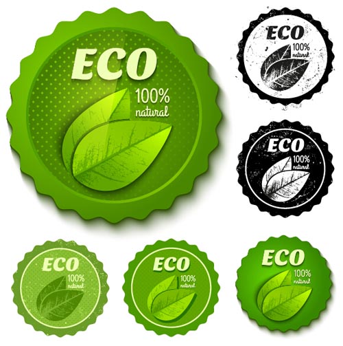 Green and black Eco badges vector