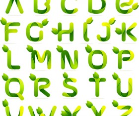Green leaves alphabets abstract vector
