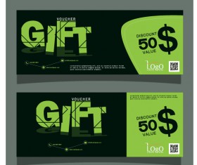 Green style gift voucher template vector