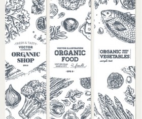 Hand drawn floral banners vectors illustration 06