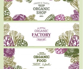 Hand drawn floral banners vectors illustration 09