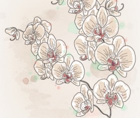 Hand drawn flower retor vector material 04