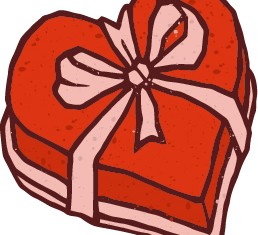 Hand drawn heart box with bow vector