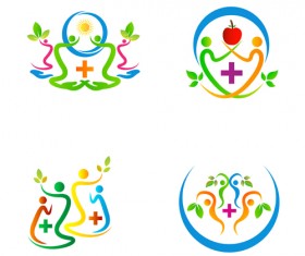 Health care family abstract logos vector