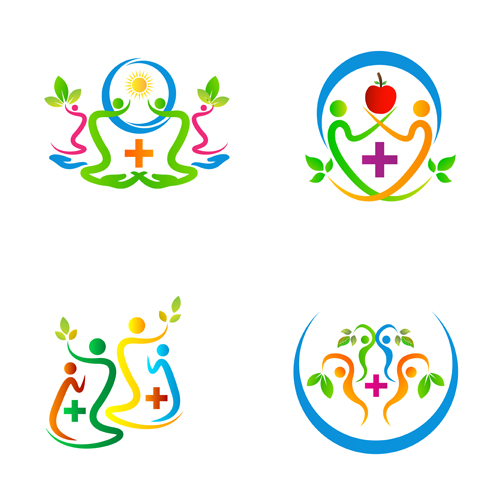 Health care family abstract logos vector