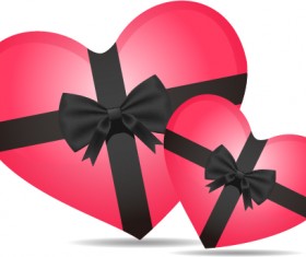 Heart box with black bow vector material