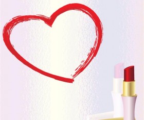 Heart with lipstick vector material 01