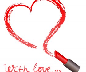 Heart with lipstick vector material 02