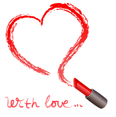 Heart with lipstick vector material 02
