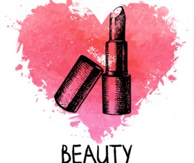 Heart with lipstick vector material 03