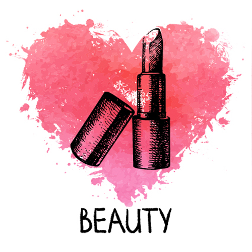 Heart with lipstick vector material 03