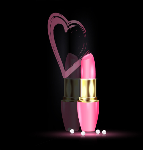 Heart with lipstick vector material 04
