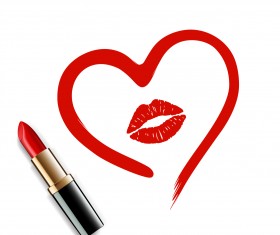 Heart with lipstick vector material 05
