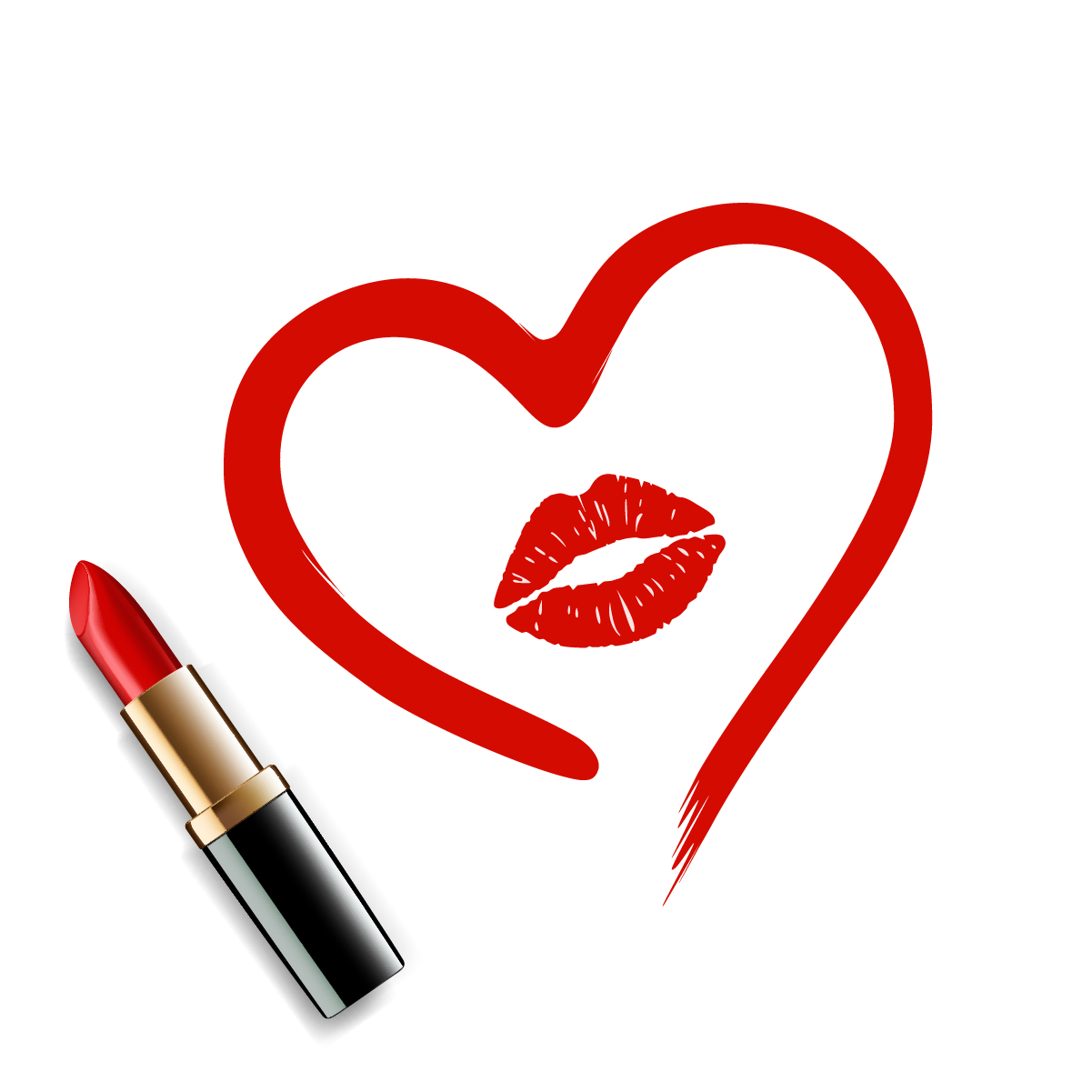 Heart with lipstick vector material 05