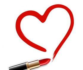 Heart with lipstick vector material 06