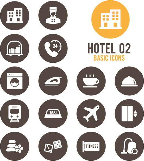 Hotel icons vector material