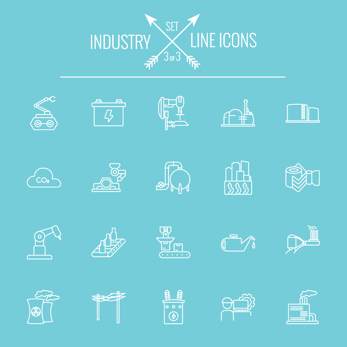 Industry outlines icons vector 03