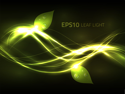 Leaf with light shiny background vector 02
