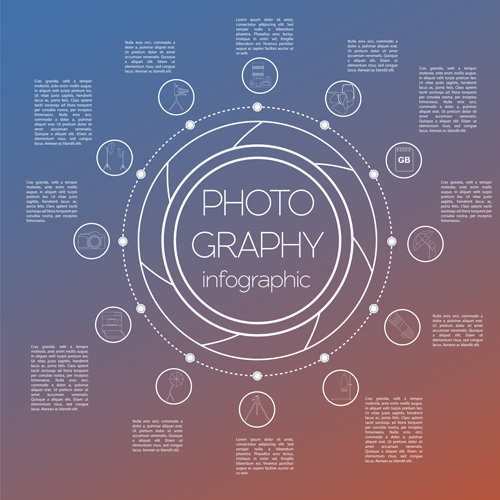 Modern photography infographics vectors material