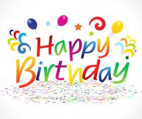 Happy birthday lables with green background vector free download