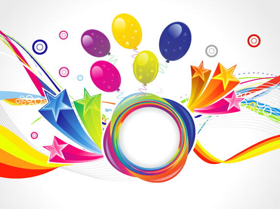 Multicolor happy birthday art background vector 06