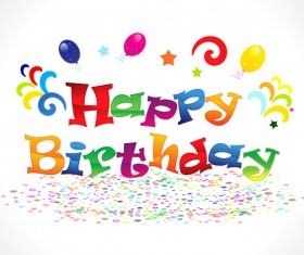 Happy Birthday elements with blurred background vector 03 free download