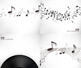 Music note and disc vector background 01