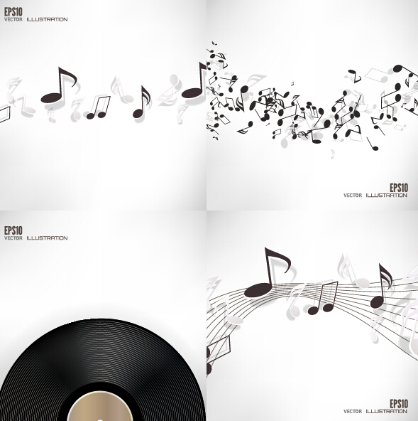 Music note and disc vector background 01