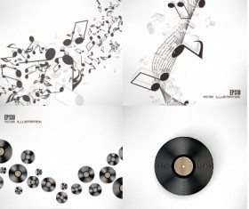 Music note and disc vector background 02