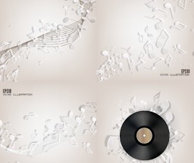 Music note and disc vector background 03