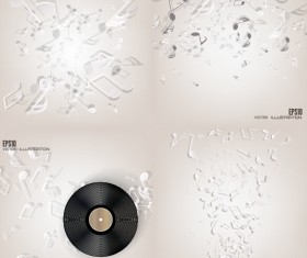 Music note and disc vector background 04