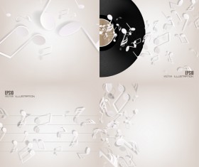 Music note and disc vector background 05