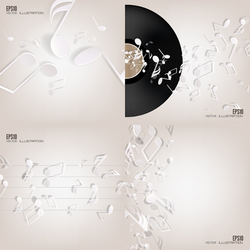 Music note and disc vector background 05