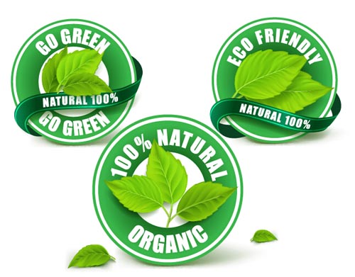 Natural products labels round vector