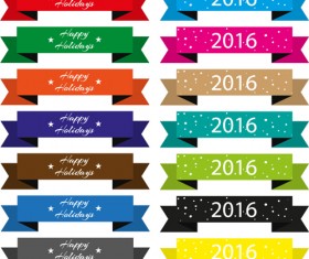 Origami ribbon banners design vector 02