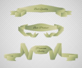 Origami ribbon vintage vector set 09