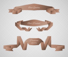 Origami ribbon vintage vector set 12