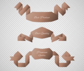 Origami ribbon vintage vector set 13