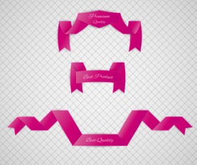 Origami ribbon vintage vector set 14