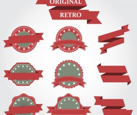 Original ribbon with retro labels vector 01