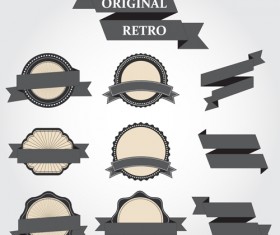 Original ribbon with retro labels vector 02