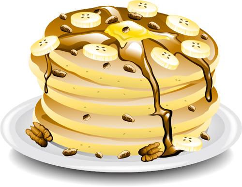 Pancake banana platter vector material