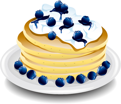 Pancake blueberry platter vector material