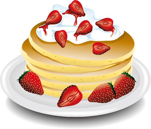 Pancake with strawberry vector material 03